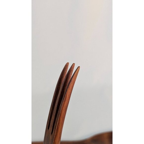 Vintage MCM Baribocraft salad bowl set handcrafted Canadian maple bowls utensils - Picture 10 of 13